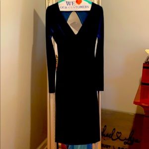 Navy super sexy backless velvet midi